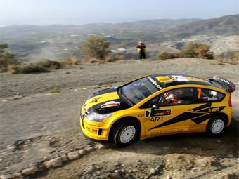 Евгений Новиков (Citroen Junior Team, Citroen C4 WRC) во время шейкдауна Ралли Кипра-2009. Фото с сайта rally-mania.cz