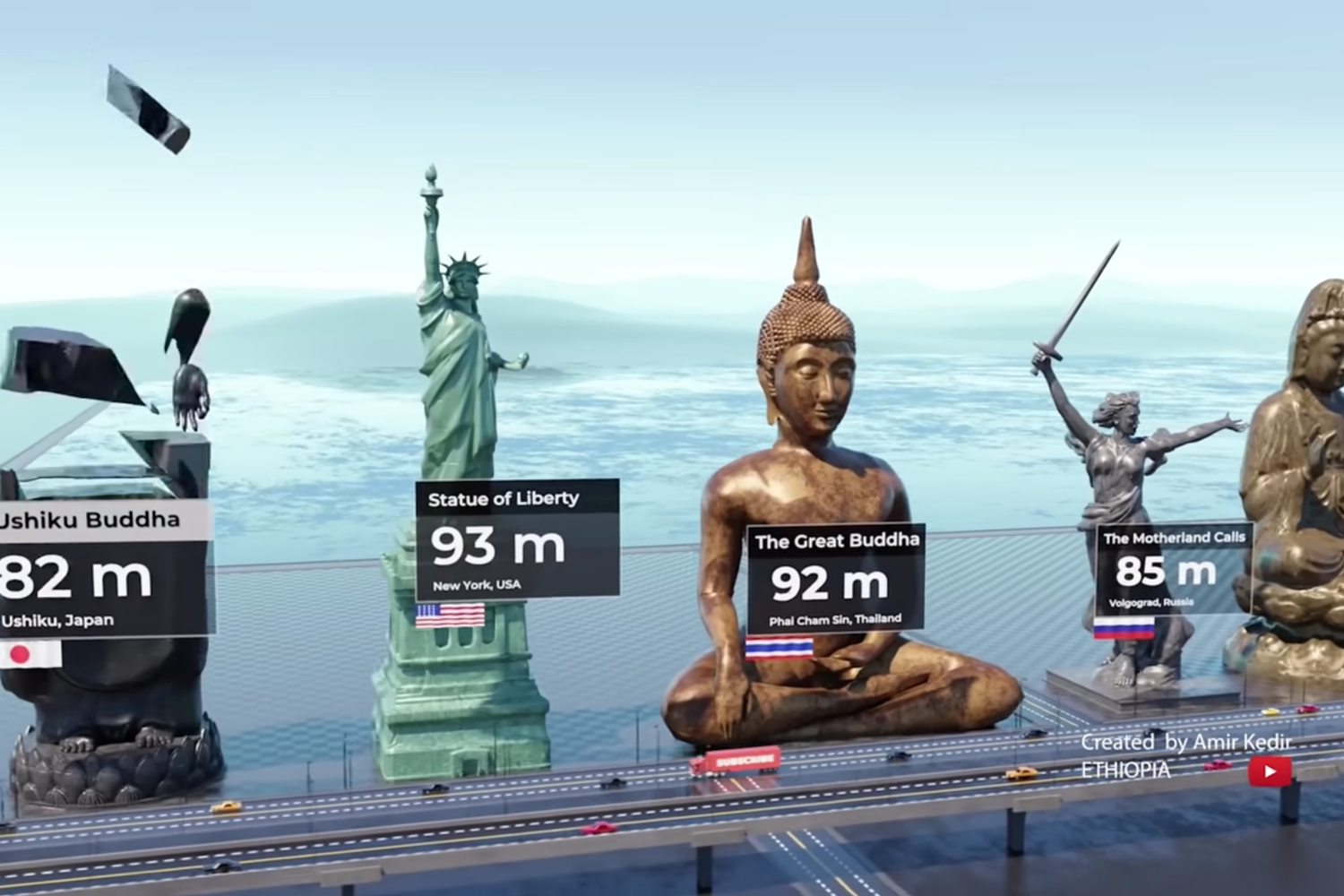 Что выше — статуя Свободы или скульптура «Родина-мать»? 3D-аниматор  сравнивает самые высокие монументы в мире - Афиша Daily
