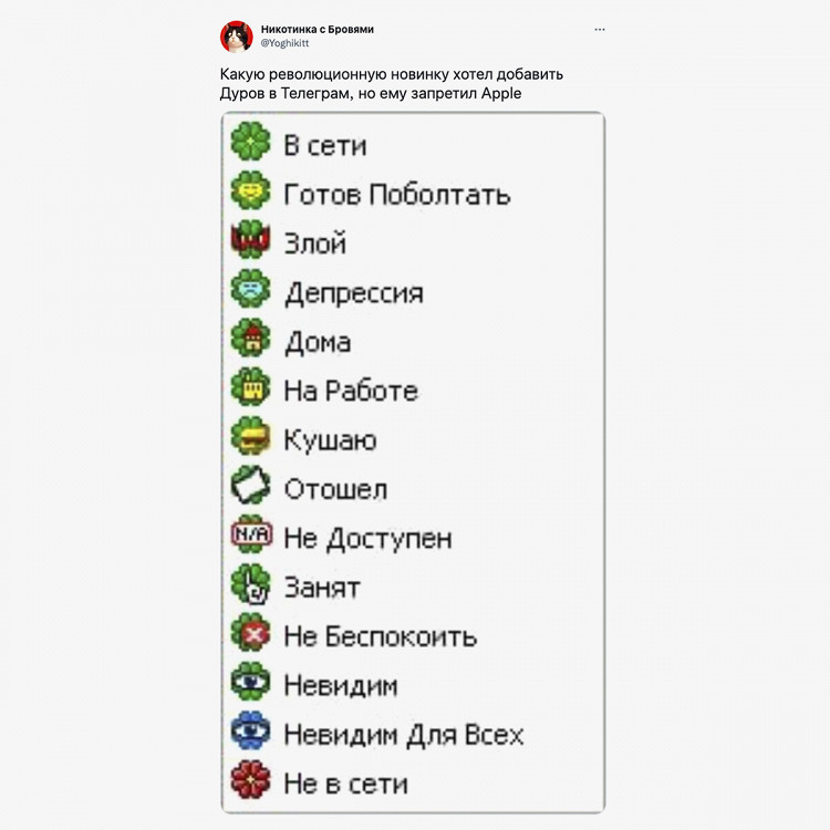 Эмодзи статус телеграм