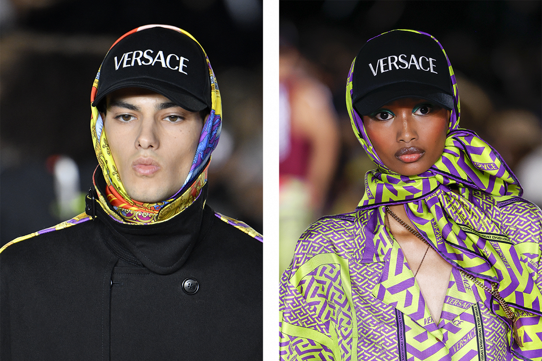 По верх платка была надета шляпа. Кепка с платком Версаче. Versace Кепки с платком. Кепка с шарфом. Платок с кепкой на голове.