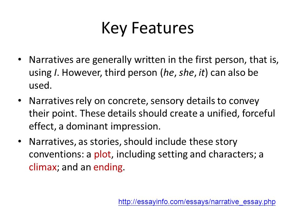 Narrative essay using first person