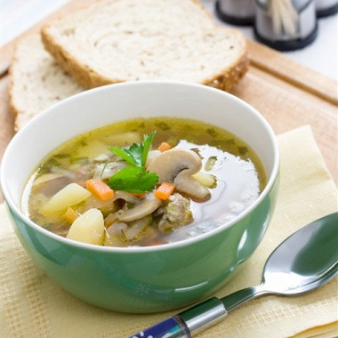 Рецепт Суп картофельный со свежими грибами