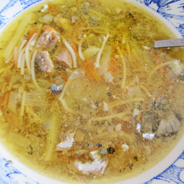 Рецепт Суп из рыбных консервов с вермишелью